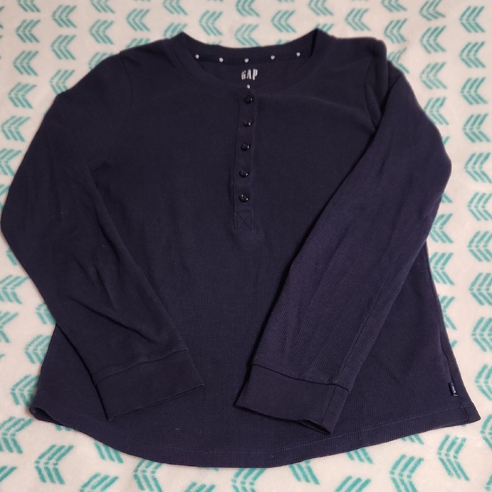 GAP Women's Navy Pajama Set with White Polka Dots Sz S - Picture 3 of 5